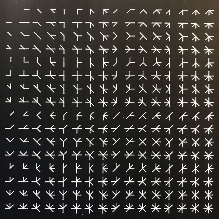 8 bits clocks, white on black, in sequence