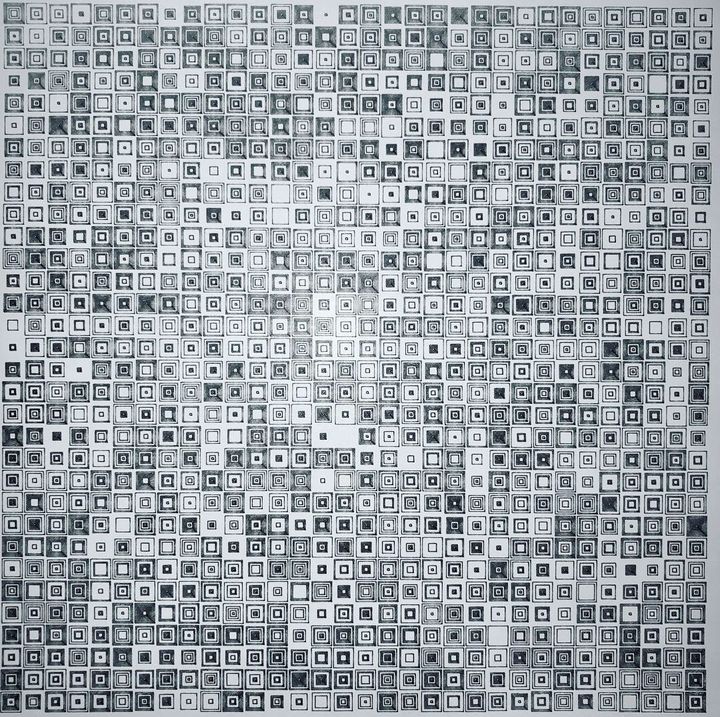 10 bits squares, black on white, shuffled