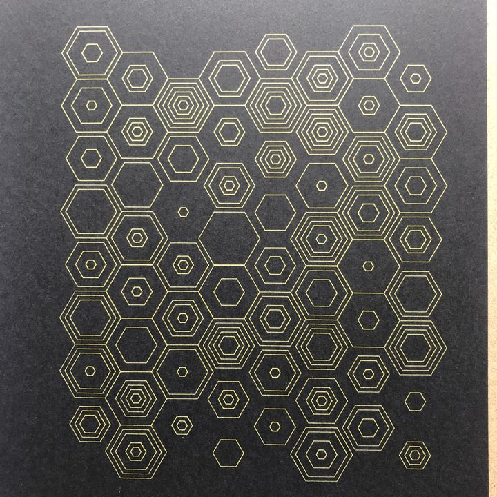 6 bits hexagons, shuffled, gold on black