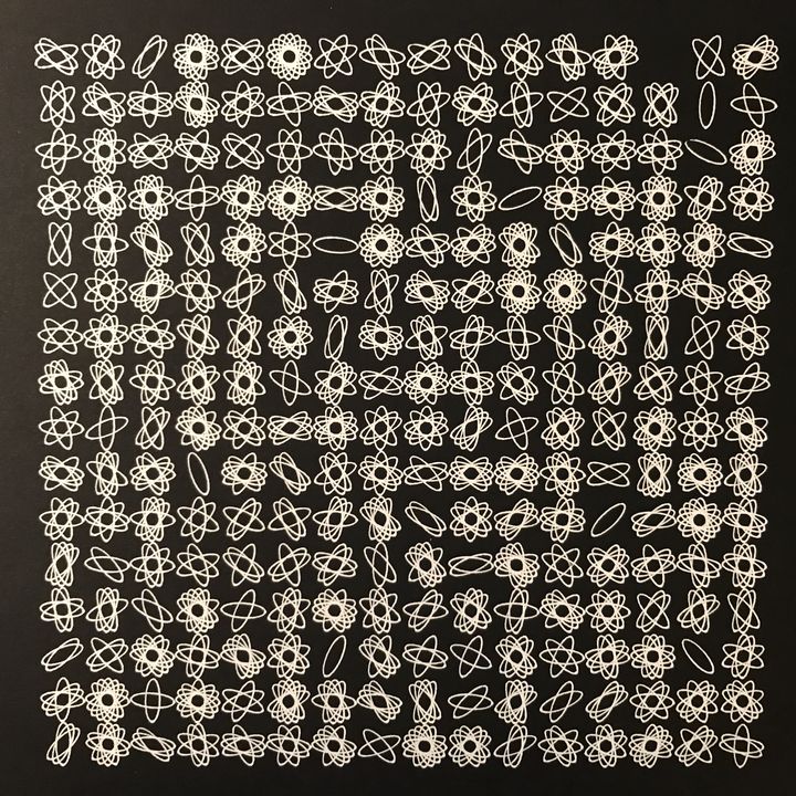 8 bits rotating ellipses, white on black, shuffled