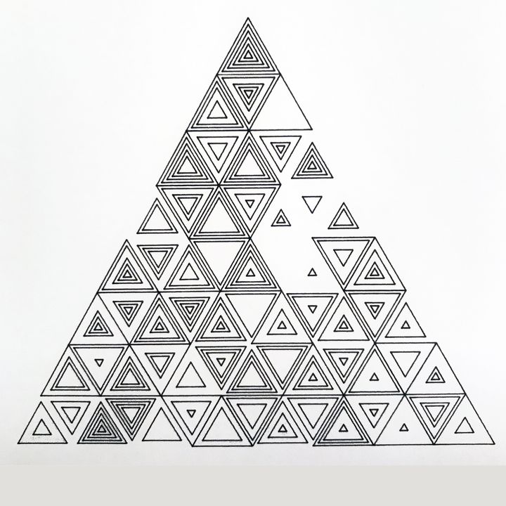 6 bits triangles, black on white, shuffled
