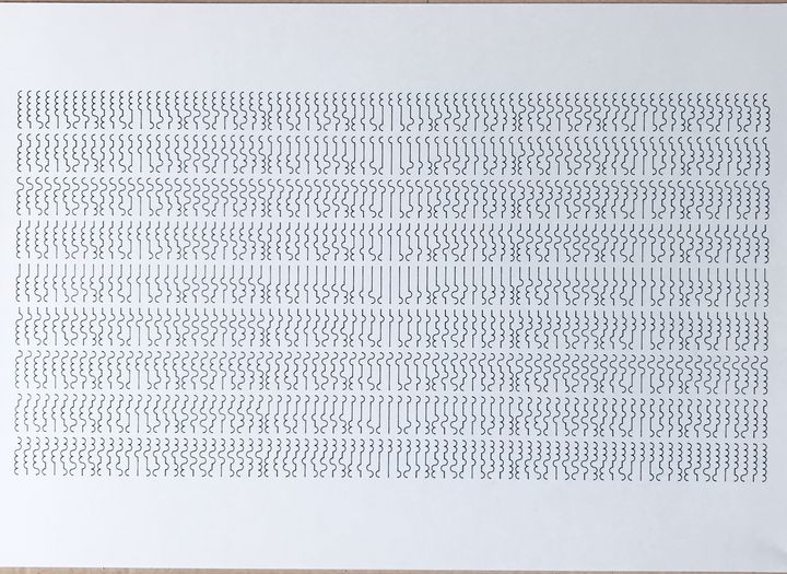 6 trits stick figures, arcs, black on white, in sequence