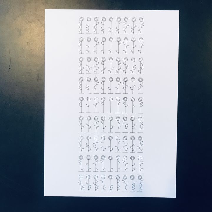 4 trits ternary flowers, black on white, in sequence
