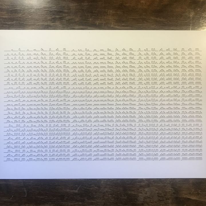 6 trits blocks of houses, black on white, in sequence and apart