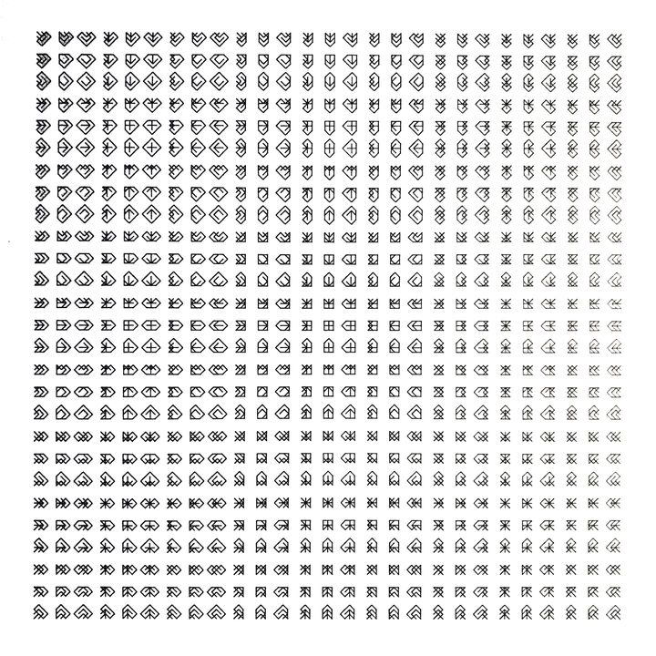 6 trits lines and arrows, black on white, in sequence