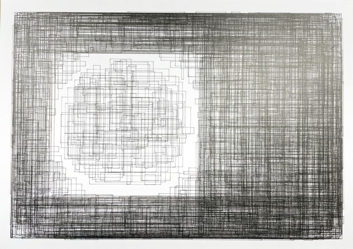 Circle drawn by rectangles, black on white